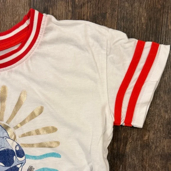 Disney Kids White Tee with Red Accents and Stitch Graphic - Picture 4 of 9
